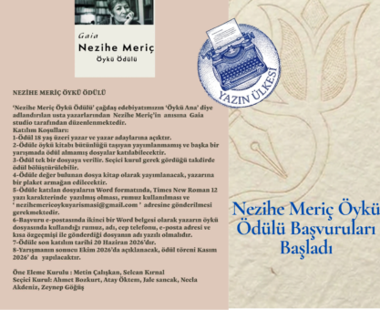 Nezihe Meriç Öykü Ödülü Başvuruları Başladı