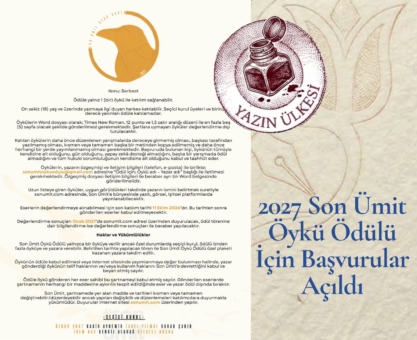 2027 Son Ümit Öykü Ödülü İçin Başvurular Açıldı